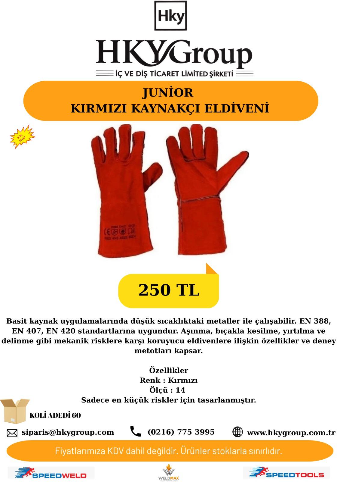 JUNOİR KIRMIZ KAYNAKÇI ELDİVENİ
